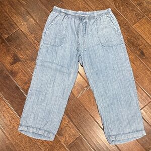 Splendid Light Blue Flowy & Lightweight Drawstring Cropped Pants